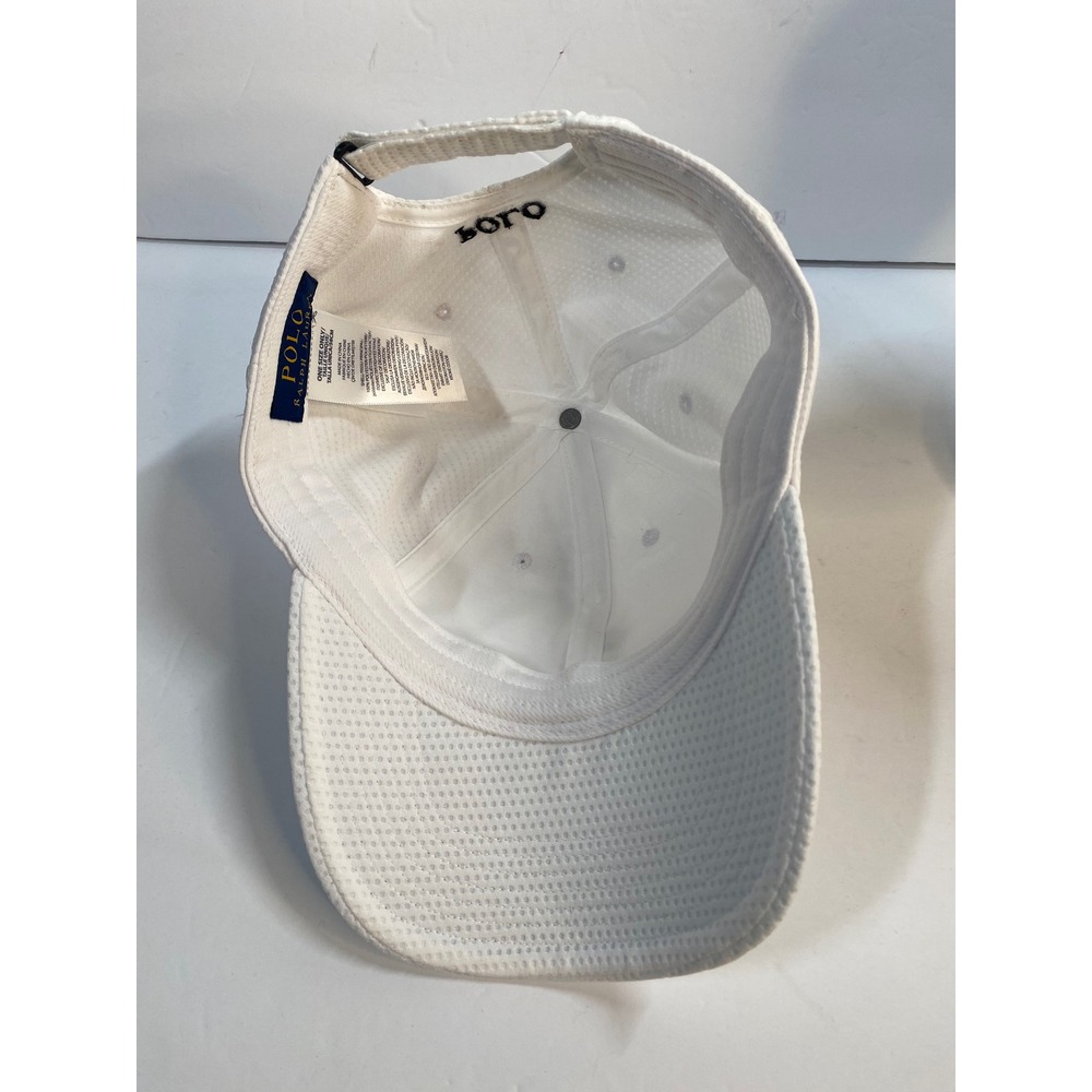 Polo Ralph Lauren Baseball Cap Mens OS White Textured Performance Hat Preppy - Picture 8 of 8